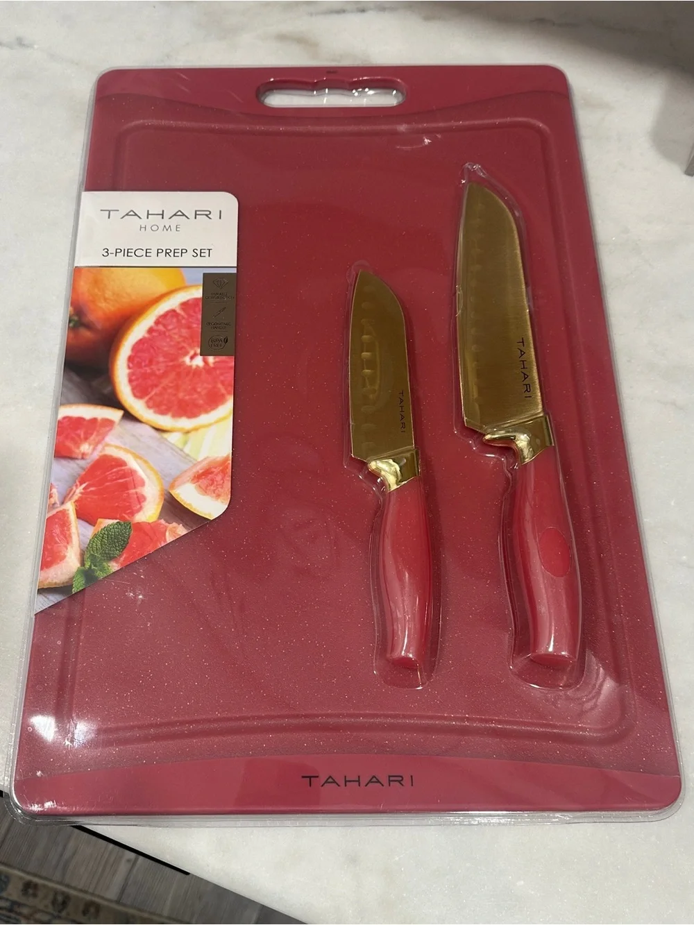 Tahari Home 3-Piece Samon Prep Set with Knives & Cutting Board